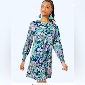 Lilly Pulitzer Navy Multi Floral Long-Sleeve Dress